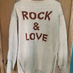 Beige Sweater with Rock & Love Text